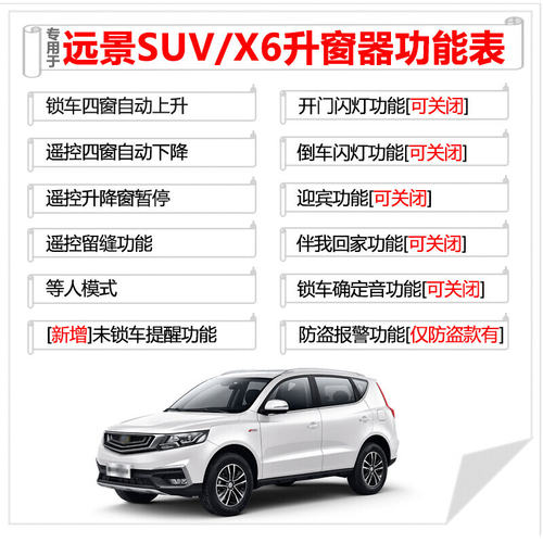 适用于吉利远景X6自动升窗器远景SUV一键升降obd锁车关窗器爆改装