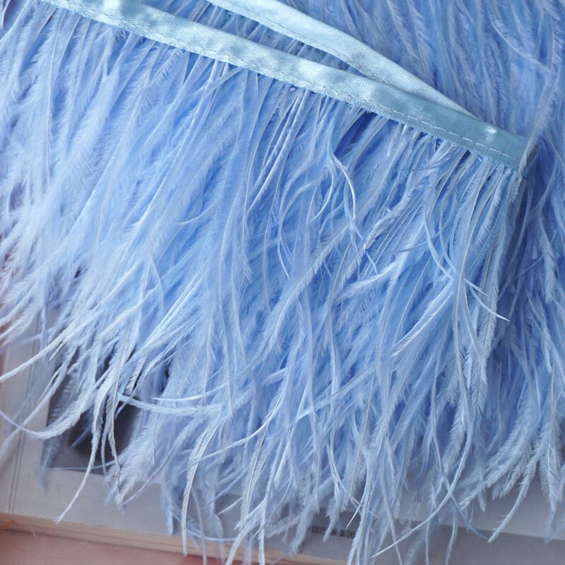 10-15cm鸵鸟毛布边卧室服装摄影戏曲艺术蓝色摆件辅料插花婚礼