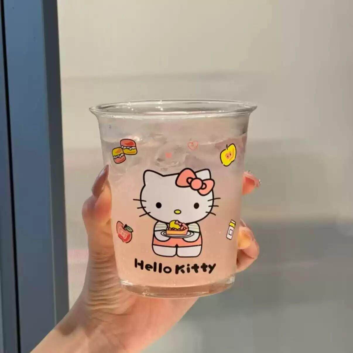 日本精工 夏日玻璃杯ins风可爱凯蒂猫少女心居家办公冰饮咖啡杯