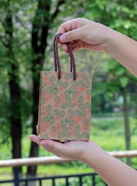 经典复古玫qw436030瑰致花小礼袋品袋服装牛皮纸袋女袋装衣服精小