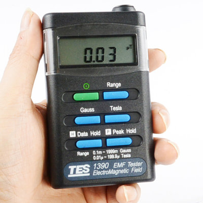 。进口泰仕TES-1390电磁波辐射检测仪高压线电脑家电辐射高斯计