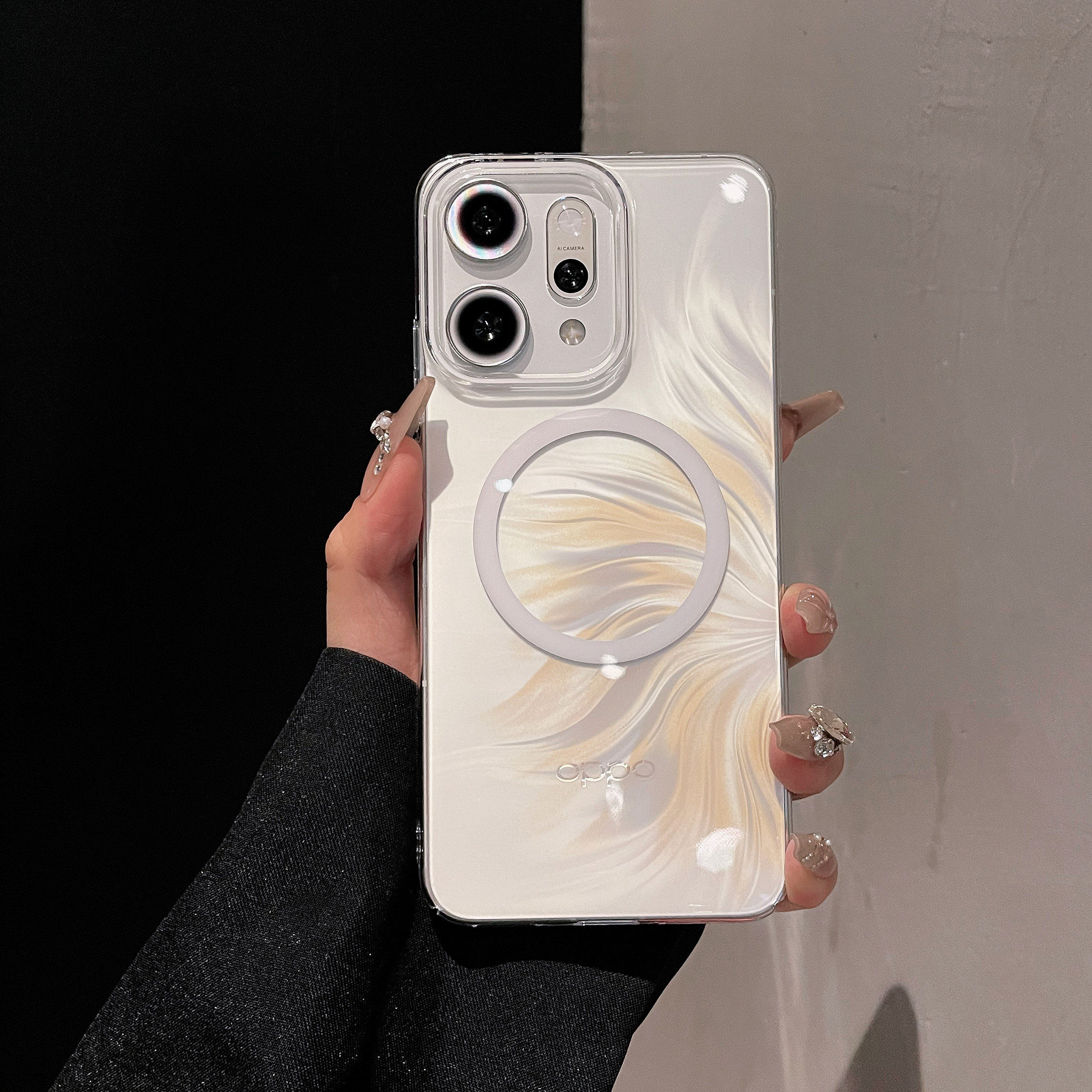 适用opporeno14手机壳系列新款reno14pro透明夜光磁吸reno13镜头全包超薄13p防摔简约高级感高reno15硬壳