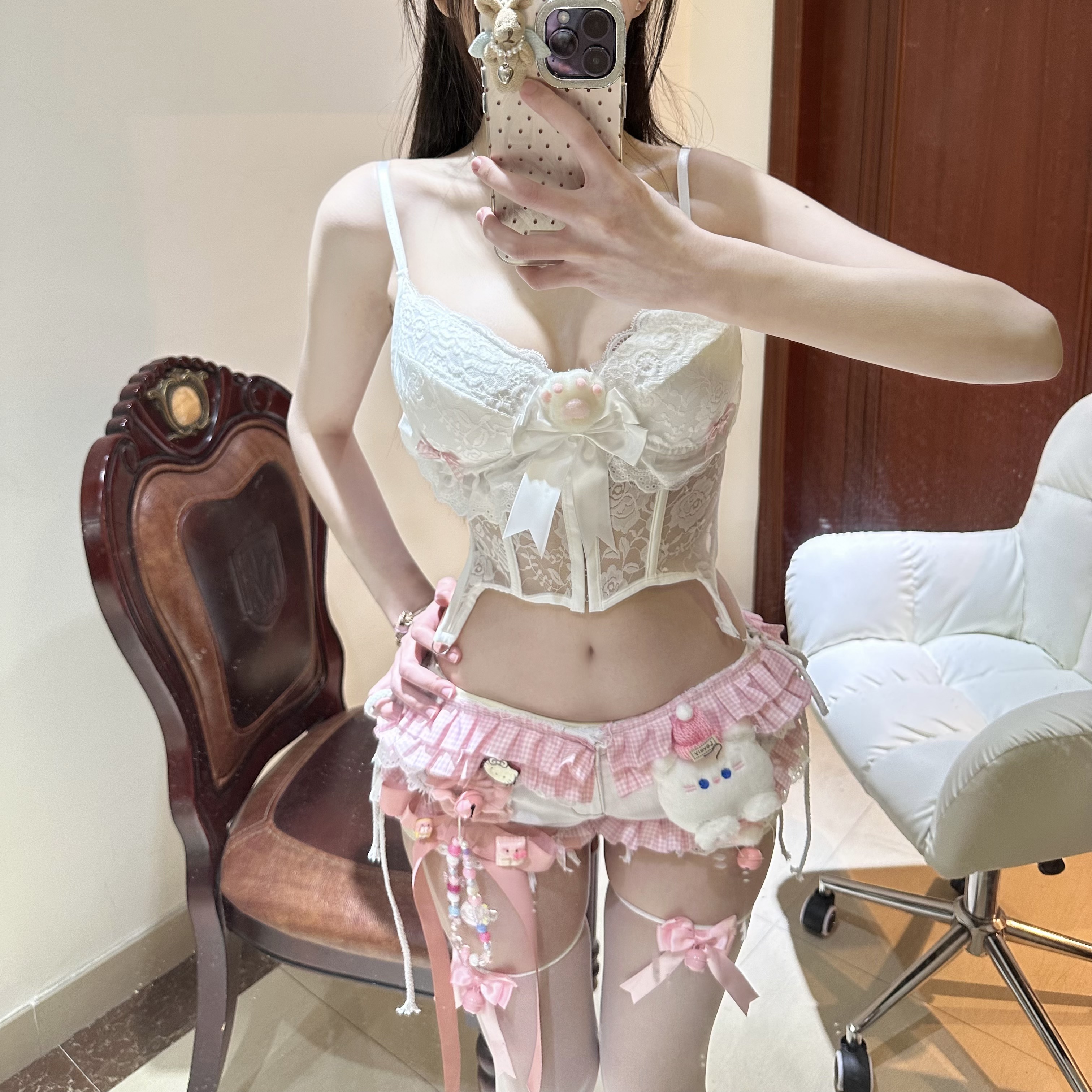 尤物性感情趣内衣制服诱惑2025新款春季套装激情纯欲战袍粉色少女