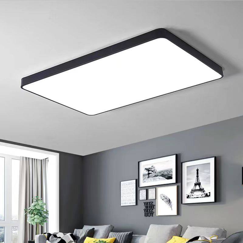 长方形led客厅灯套餐组合简约护眼卧室灯房间黑白方型吸顶灯遥控
