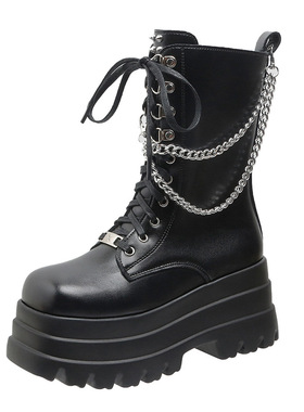 马丁靴高跟厚底切尔西靴punk women martin boots platform boots
