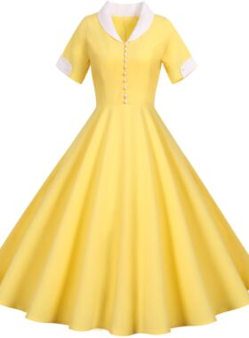 2020wish亚马逊热卖欧美夏季新款短袖西服领纯色休闲大摆连衣裙