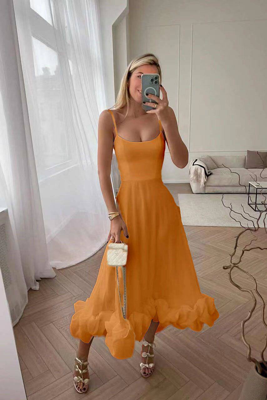 Women Elegant Party Dress三亚巴厘岛度假长裙时尚吊带连衣裙女