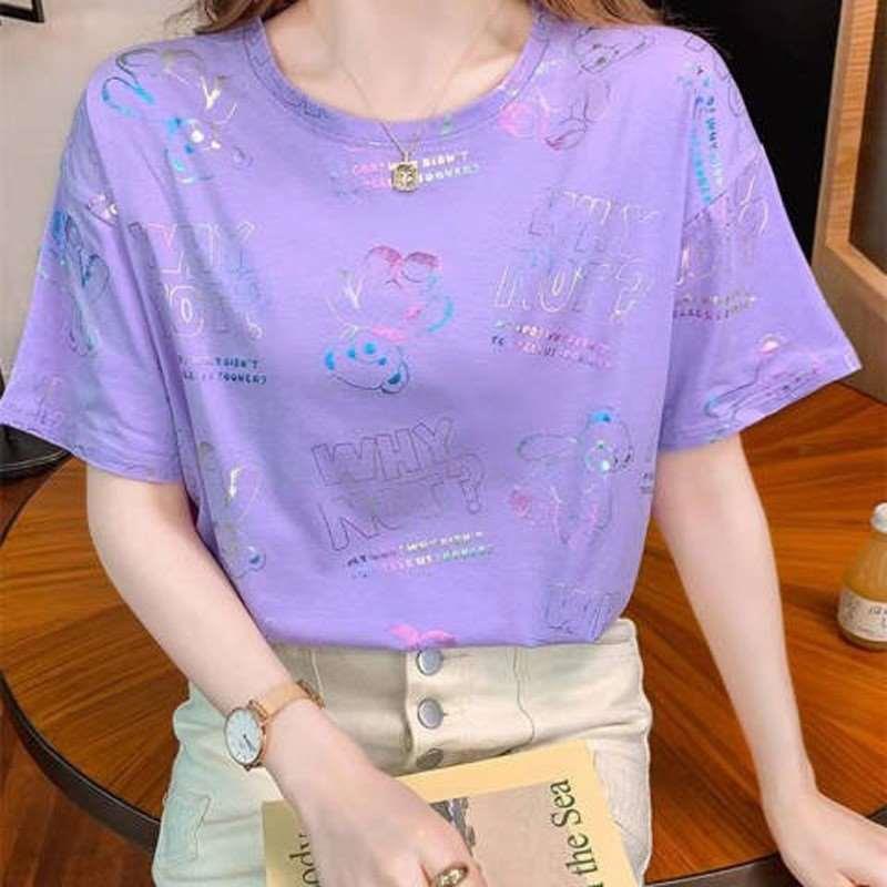 New T-shirt summer blouse tide blended cotton short sleeve T