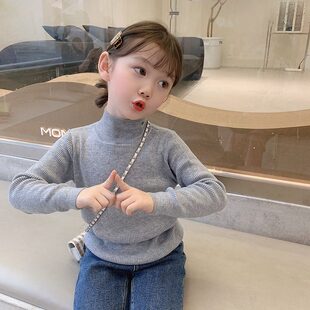 女童半高领毛衣打底衫2025春秋装新款超柔软女宝宝内搭儿童针织衫