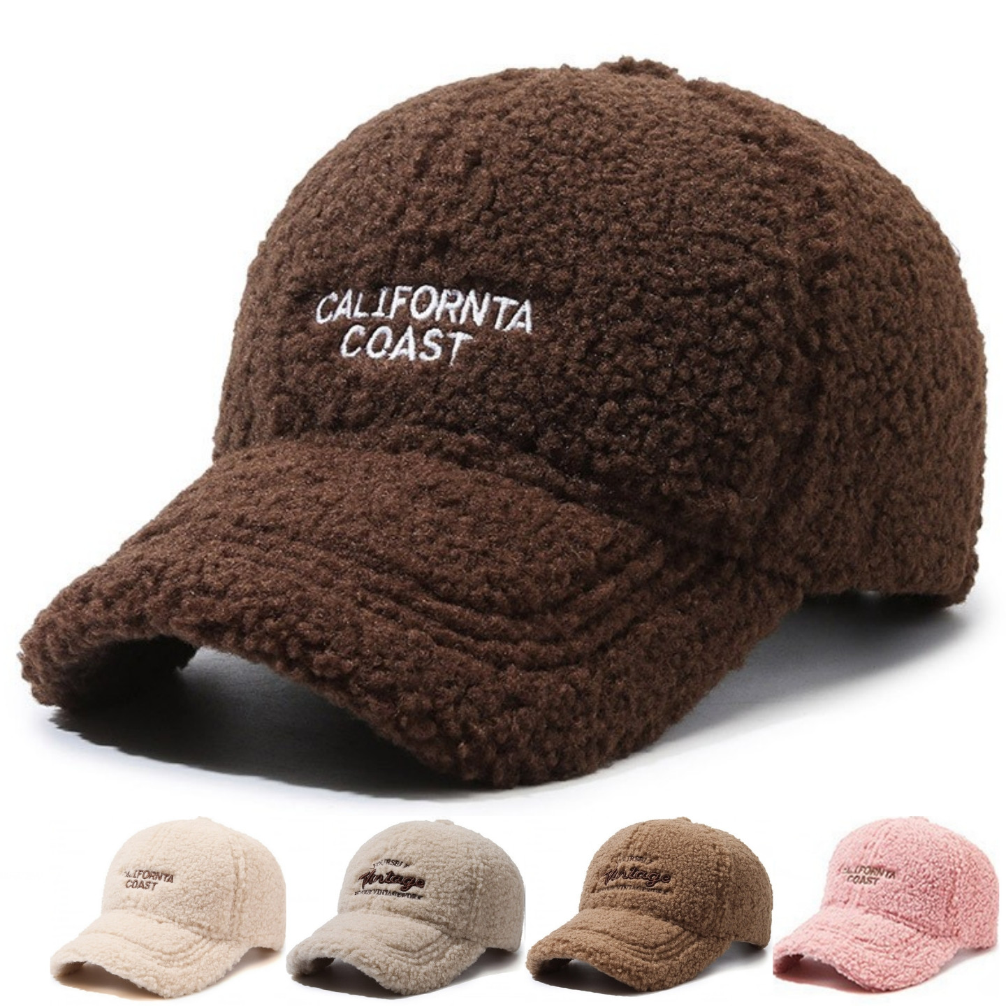 秋冬羊羔毛加厚情侣鸭舌帽