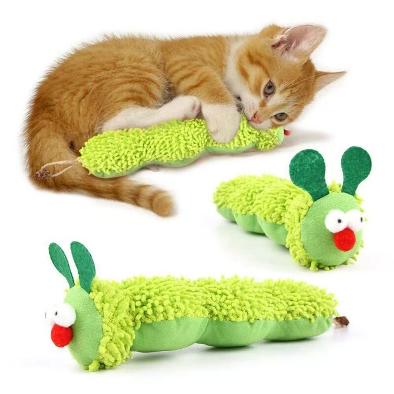 猫咪薄荷毛毛虫毛绒玩具抱枕带虫