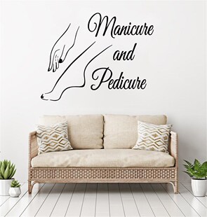 New Vinyl Nail Wall Sticker Decal Pedicure Nail Salon Manicu