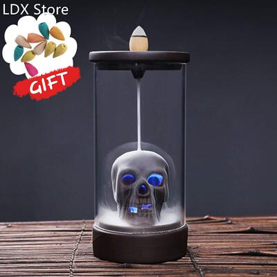 Ceramic Handicraft Skull Incense Windproof Waterfall Backflo