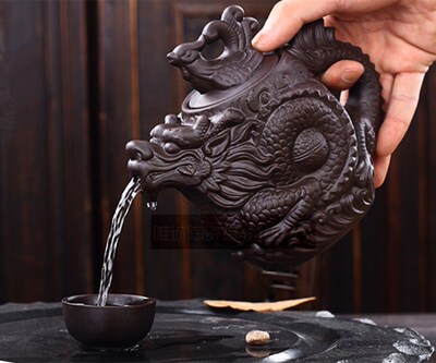 Kung Fu Teapots Dragon And Phoenix Tea Pot Big Capacity Purp