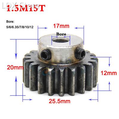 1PCS 1.5 Modulus 15/16/18 Teeth Spur Gear Motor Metal Convex