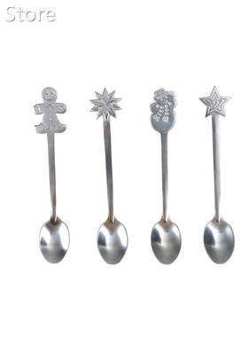 4 pcs/set Stainless Steel Coffee Spoon Christmas Coffee Spoo