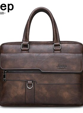 JEEP BULUO Men's Business Handbag Hot Large Capacity Leathe