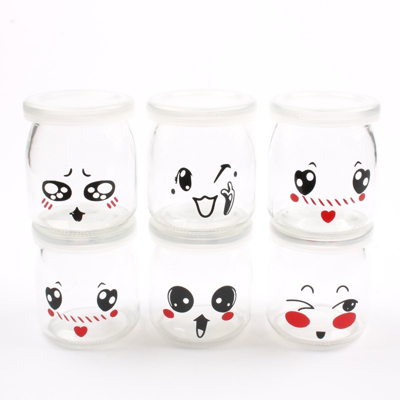 6piece 200ML yogurt cup cup glass packing cup with lid mouth