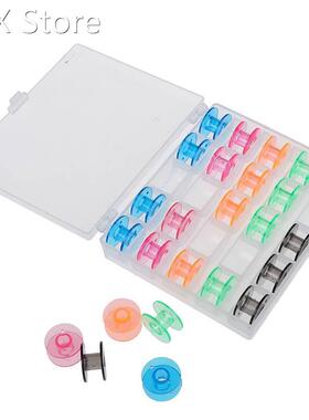 1set/lot Plastic 25 Bobbins Sewing Machine Spools With Threa