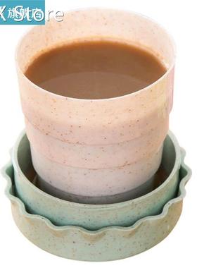 1pc Wheat Straw Plastic Travel Coffee Mug Creative Collapsib