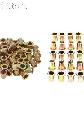 50 Pcs M6X12Mm Flat Head Threaded Rivet Nut 25 Pcs M6 Thre