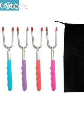 5pcs Barbecue Fork Stainless Steel Plastic Extendabl