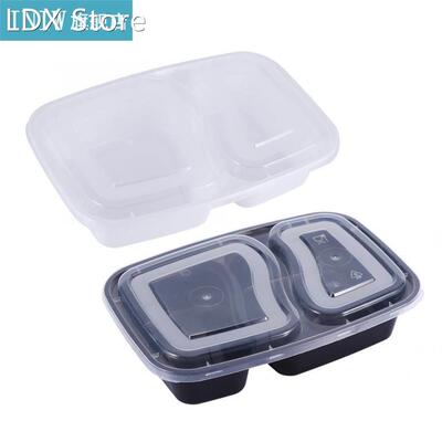 10pcs Portable Lunch Box Plastic Microwavable 2 Compartments