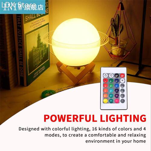 USB LED Night Saturn Lamp moon Home Decoration Bedroom Soft