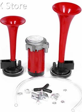 178DB Super-Loud Red 12V Air Horn Dual Trumpet Compressor Ca