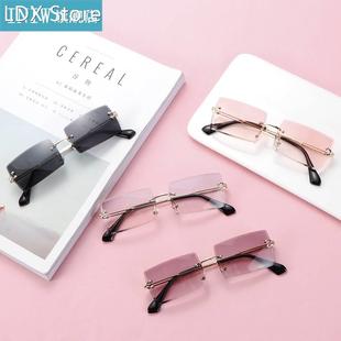 1PC Rimless Rectangle Sunglasses UV400 Unisex Trendy Anti-Re
