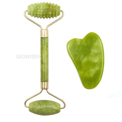 Facial Massage Roller Guasha Board Double Heads Jade Stone F
