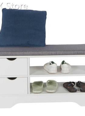 Shoes Bench Double Layer Storage Cabinet with 2 Drawers 适用