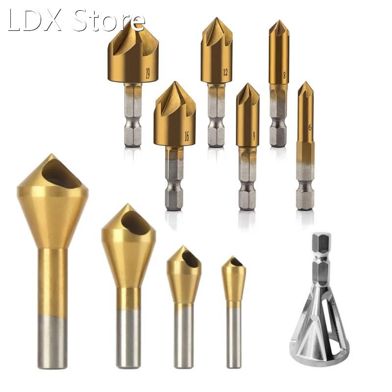 HSS Titanium Coating Countersink Drill Bit Set 5 Flutes Cham