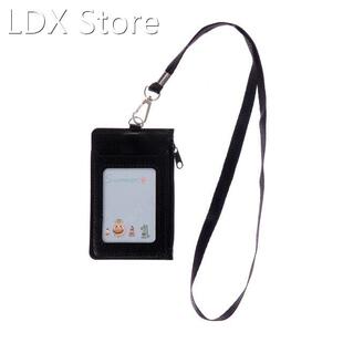 Luxury PU Leather Double Card Sleeve ID Badge Case Clear Ban