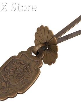 2x Bronze Lotus Pattern Thicken Brass Cabinet Handle w/ U-sh