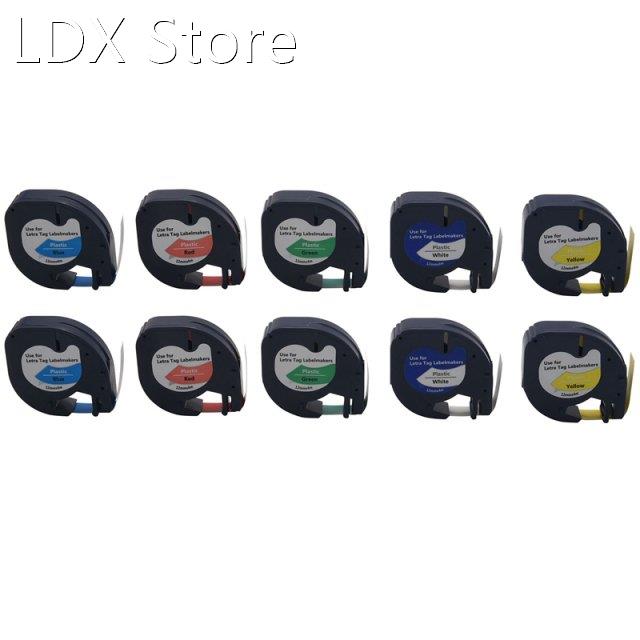 10Pcs 91201 12mm Compatible for Dymo Letratag Tape Plastic L