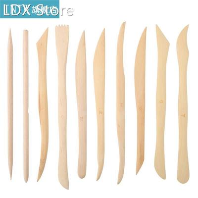 10pcs/set Wooden Clay Carving Modeling Tool Diy Pottery Scu
