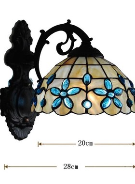 FMAT Tiffany Style Blue Floral Wall Lamp Sconces Shell Lamps