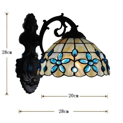 FMAT Tiffany Style Blue Floral Wall Lamp Sconces Shell Lamps