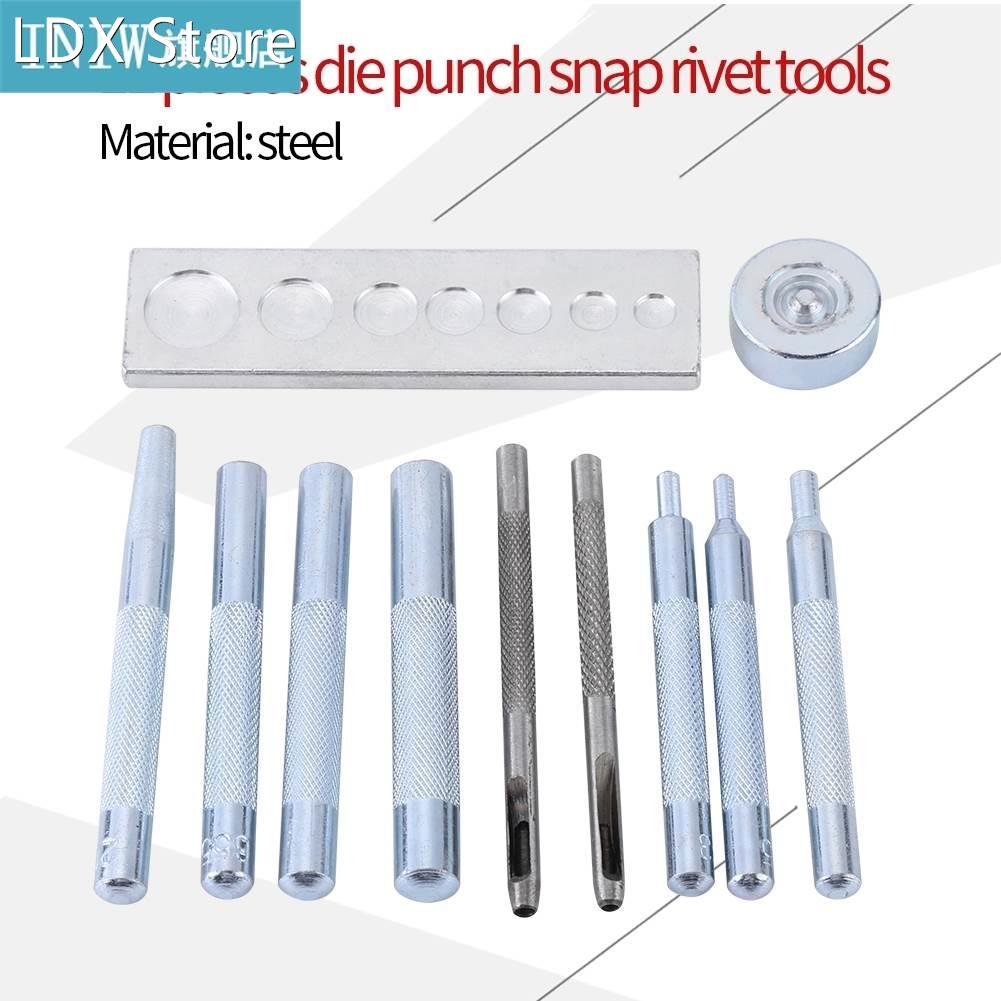 11pcs/Set Leather Craft Snap Fastener Setter Rivet Setting P