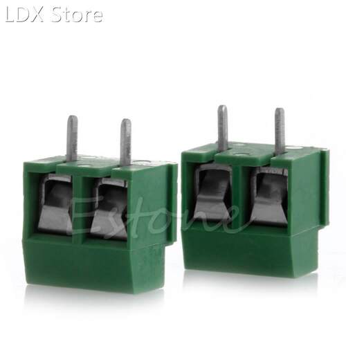 2pcs 300V 10A 2P Male PCB Screw Terminal Block Connector Gre