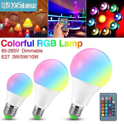 TSLEEN Dimmable LED RGB Lamp 85-265V E27 Bulb 16 Color RGBW