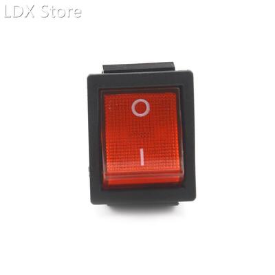 Red Button Rocker Switch With Cover 4 Plugs 16A 250V Electri