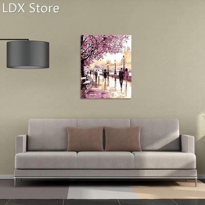 Modern DIY Painting By Numbers Kits Autumn Park Landscape ca