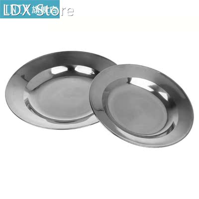 Stainless Steel Round Dinner Plate Dish Tray Food Container