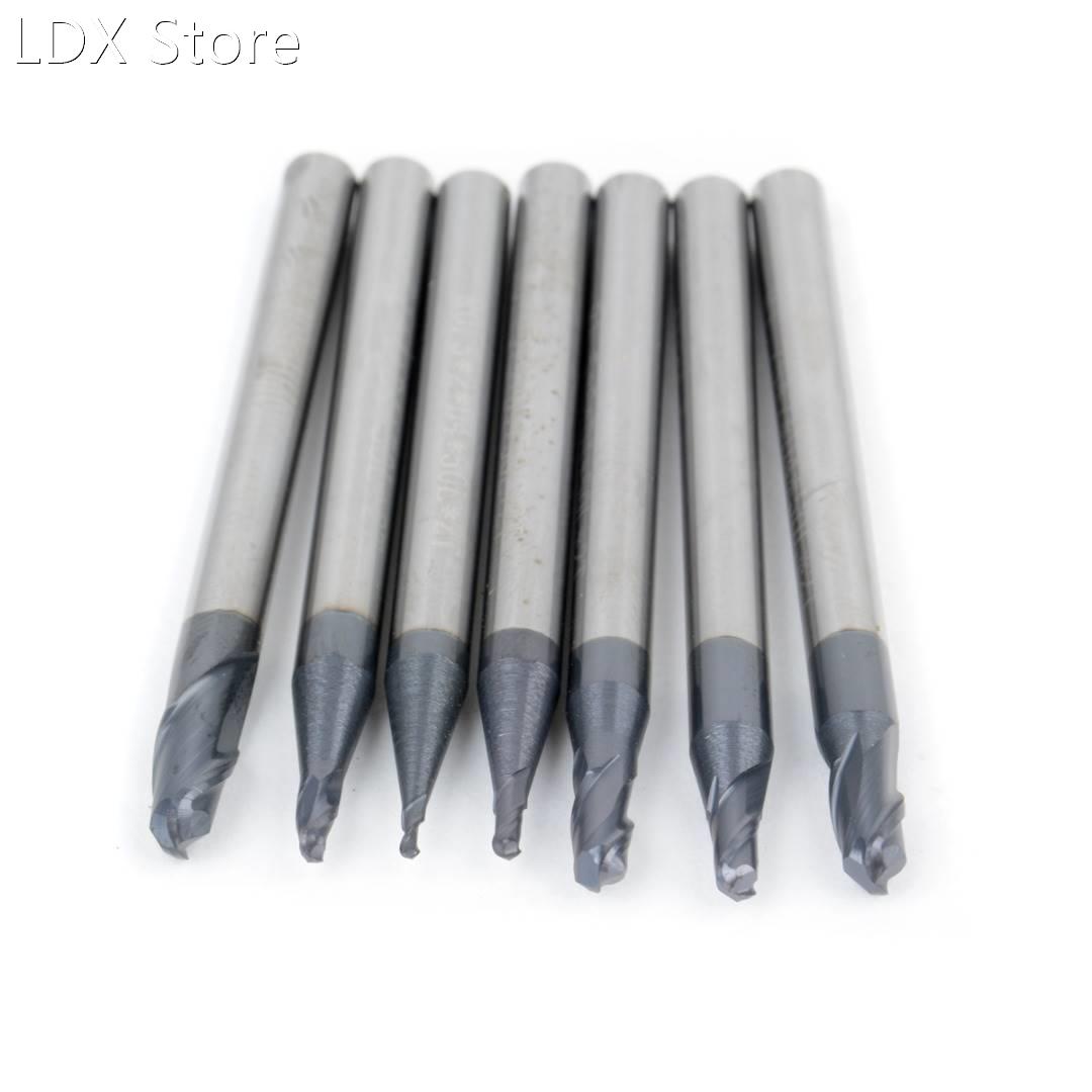7Pcs Tungsten Carbide Router Bit Set 2 Flutes End Mill Ball