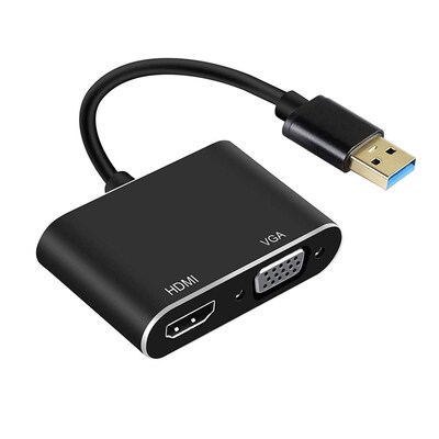 USB 3.0 to HDMI VGA 1080P HD 2 In 1 Hub Converter For Lapto
