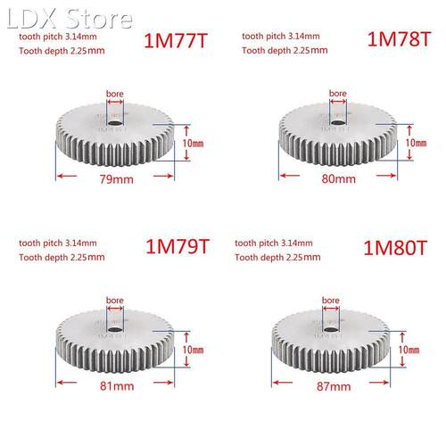 1Pcs 45# Steel Spur Gear 1Mod 77T-96T Metal Moter Gear 77 To