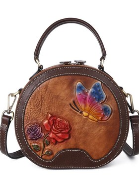 2020 New trend Cowhide Burnished Female Shoulder Bag With B