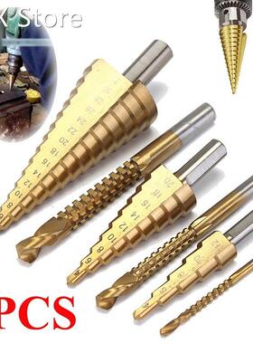 6Pcs HSS Titanium Step Drill Bit Set 4-12/20/32mm Metal Hole